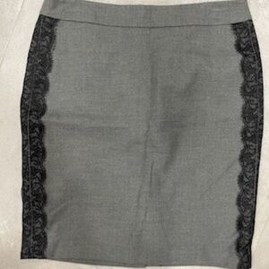 Ann Taylor Loft Gray Skirt with Black lace